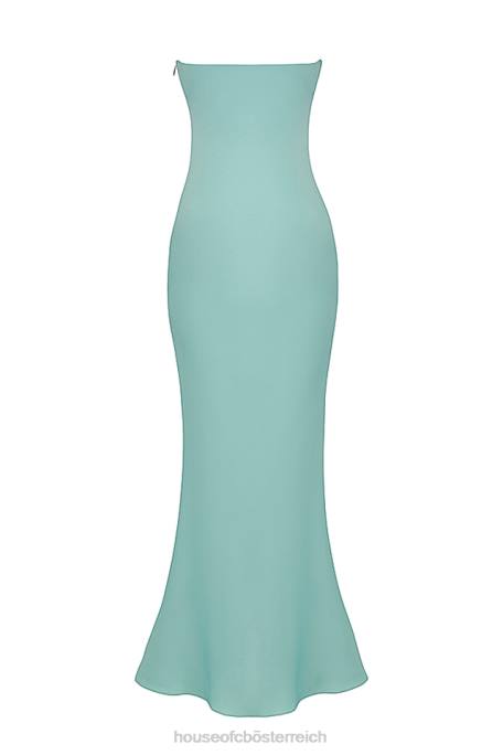 House of CB Kleidung Z26T408 Trägerloses Maxikleid aus Jade-Satin von Alette