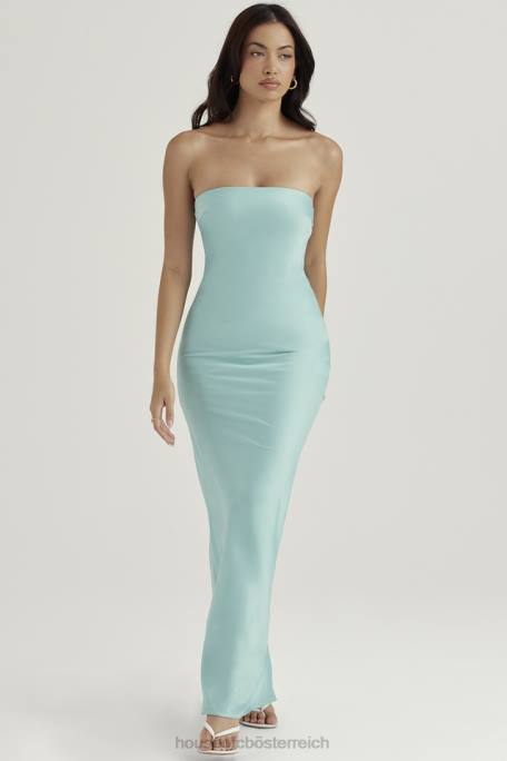 House of CB Kleidung Z26T408 Trägerloses Maxikleid aus Jade-Satin von Alette