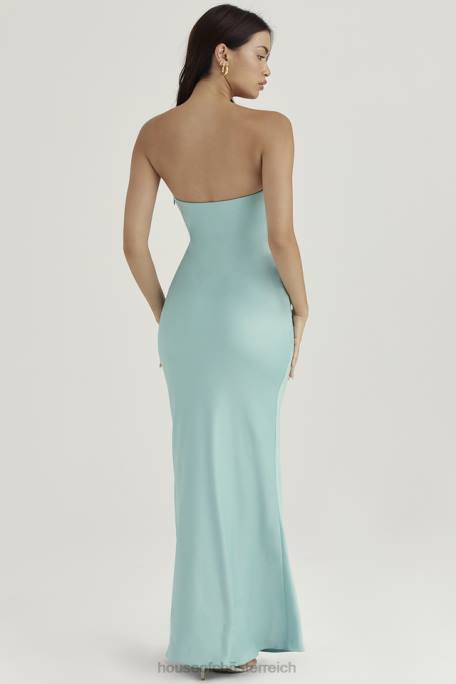 House of CB Kleidung Z26T408 Trägerloses Maxikleid aus Jade-Satin von Alette