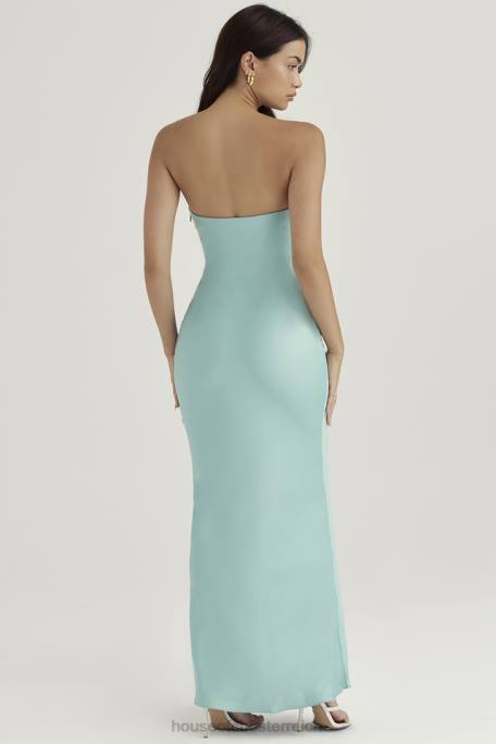 House of CB Kleidung Z26T408 Trägerloses Maxikleid aus Jade-Satin von Alette