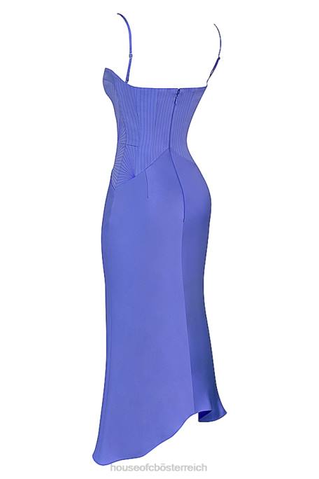 House of CB Kleidung Z26T415 Imogen Periwinkle Satin-Korsett-Midikleid