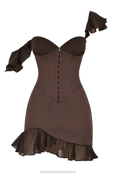 House of CB Kleidung Z26T416 Dionne Espresso-Rüschenkorsett-Minikleid