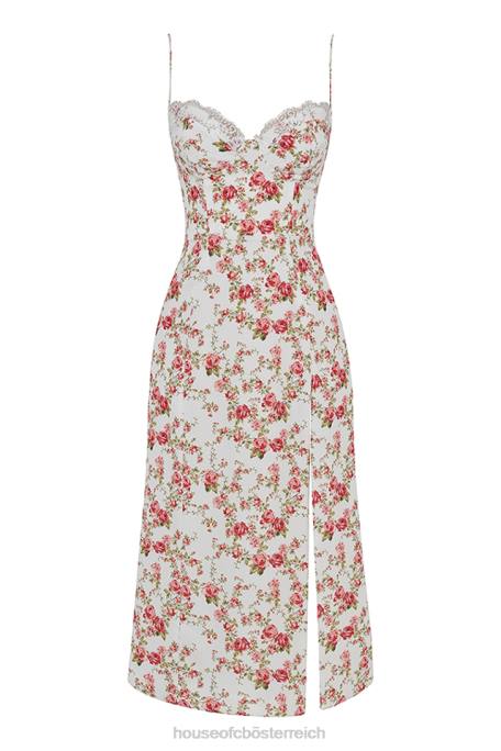 House of CB Kleidung Z26T431 Charlotte Rose Print Korsett Midi-Sommerkleid