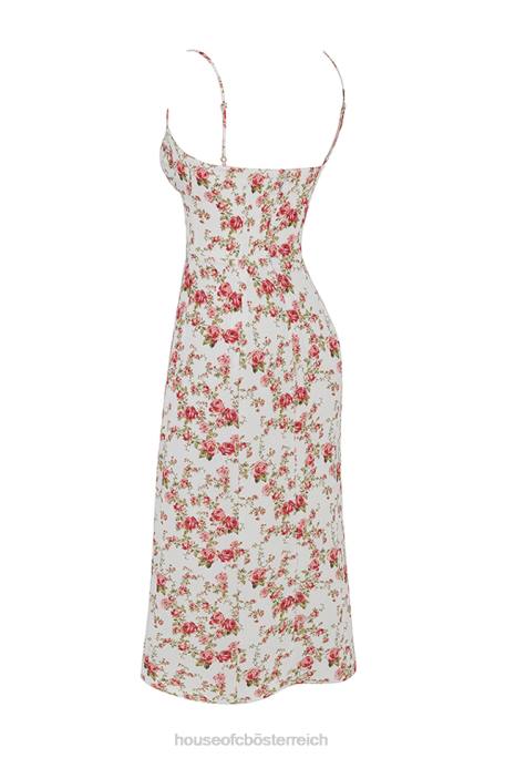 House of CB Kleidung Z26T431 Charlotte Rose Print Korsett Midi-Sommerkleid