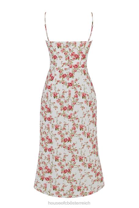 House of CB Kleidung Z26T431 Charlotte Rose Print Korsett Midi-Sommerkleid