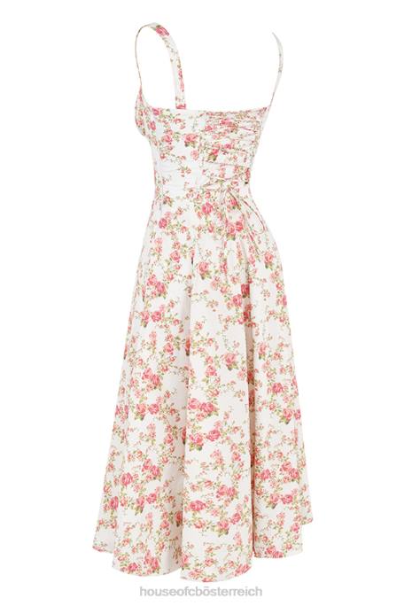 House of CB Kleidung Z26T436 Bustier-Sommerkleid mit Carmen-Rose-Print