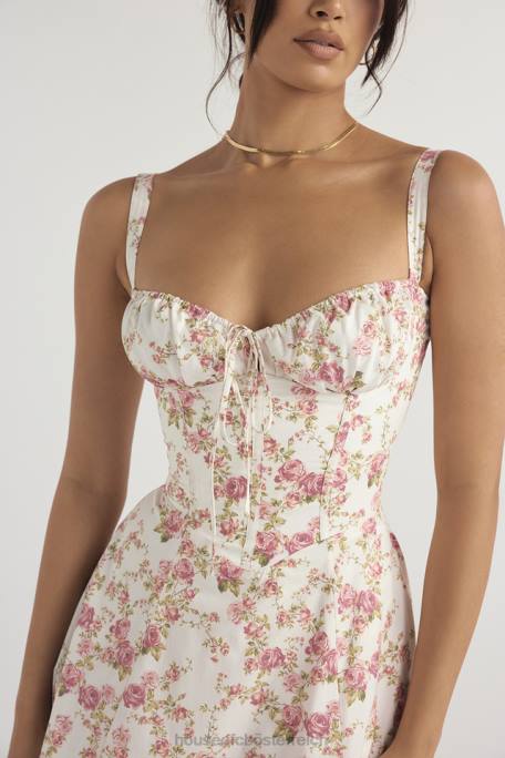 House of CB Kleidung Z26T436 Bustier-Sommerkleid mit Carmen-Rose-Print