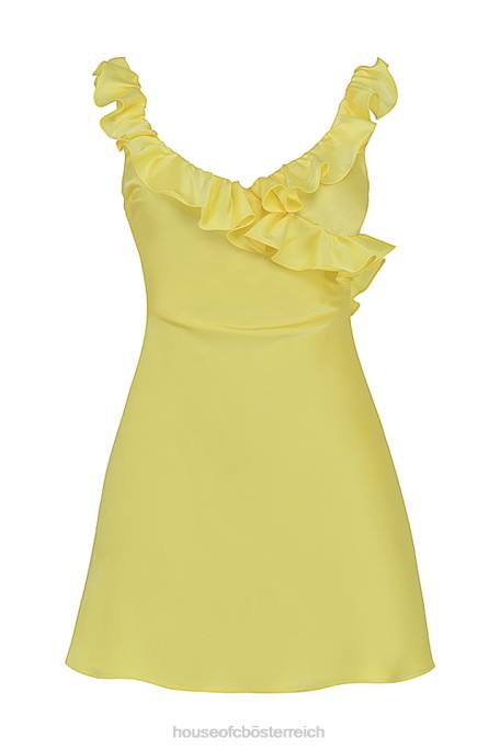 House of CB Kleidung Z26T443 Tink Buttercup-Satin-Rüschen-Minikleid