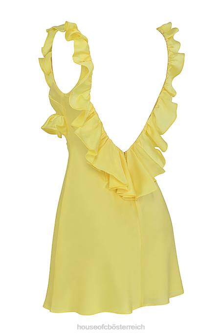 House of CB Kleidung Z26T443 Tink Buttercup-Satin-Rüschen-Minikleid