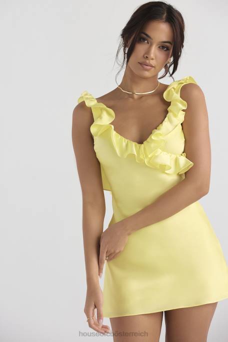 House of CB Kleidung Z26T443 Tink Buttercup-Satin-Rüschen-Minikleid