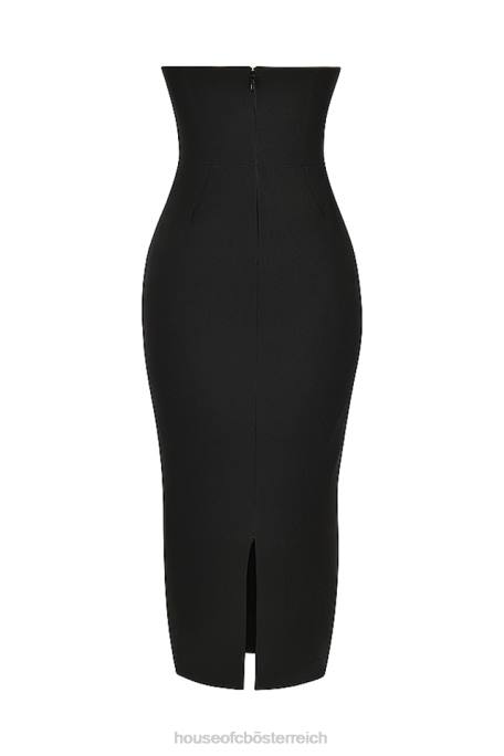 House of CB Kleidung Z26T445 Lucia schwarzes trägerloses Korsett-Maxikleid