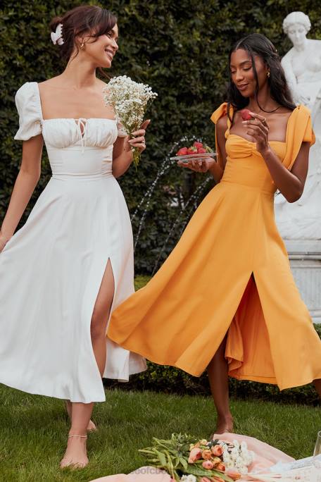 House of CB Kleidung Z26T464 Alicia Tangerine Midi-Sommerkleid