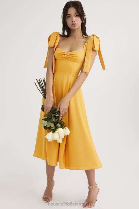 House of CB Kleidung Z26T464 Alicia Tangerine Midi-Sommerkleid