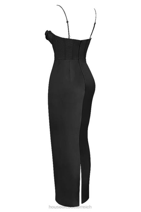 House of CB Kleidung Z26T474 Charmaine schwarzes Korsett-Maxikleid