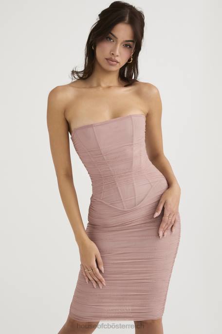 House of CB Kleidung Z26T481 Julianna Blush – trägerloses gerafftes Midikleid