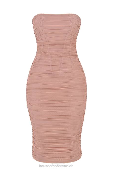 House of CB Kleidung Z26T481 Julianna Blush – trägerloses gerafftes Midikleid