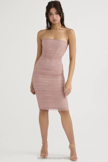 House of CB Kleidung Z26T481 Julianna Blush – trägerloses gerafftes Midikleid