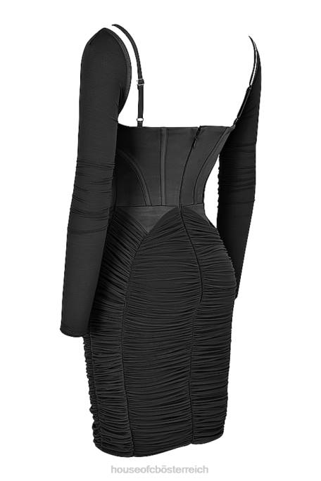 House of CB Kleidung Z26T526 Schwarzes gerafftes Korsettkleid von Freyja