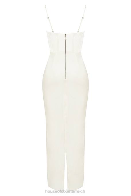 House of CB Kleidung Z26T527 Charmaine elfenbeinfarbenes Korsett-Maxikleid