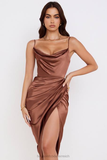 House of CB Kleidung Z26T535 Reva-Balkonkorsettkleid aus Toffee-Satin