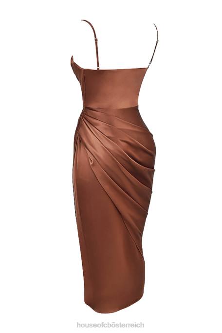 House of CB Kleidung Z26T535 Reva-Balkonkorsettkleid aus Toffee-Satin