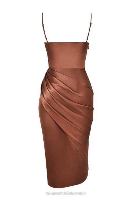 House of CB Kleidung Z26T535 Reva-Balkonkorsettkleid aus Toffee-Satin