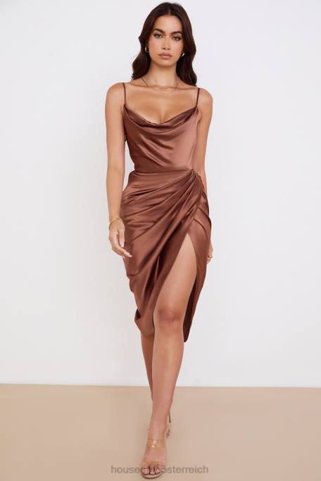 House of CB Kleidung Z26T535 Reva-Balkonkorsettkleid aus Toffee-Satin