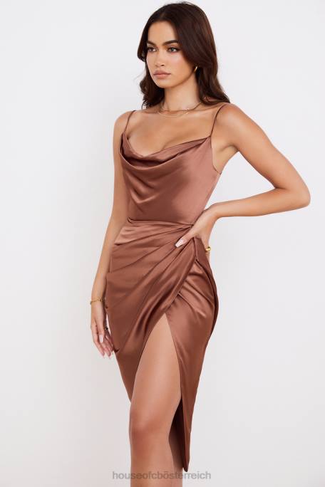 House of CB Kleidung Z26T535 Reva-Balkonkorsettkleid aus Toffee-Satin