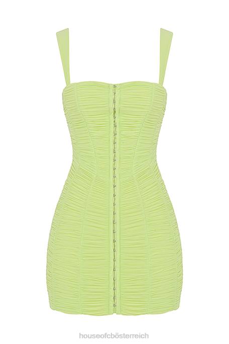 House of CB Kleidung Z26T540 Cate Lime gerafftes Mesh-Minikleid