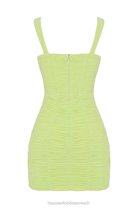 House of CB Kleidung Z26T540 Cate Lime gerafftes Mesh-Minikleid