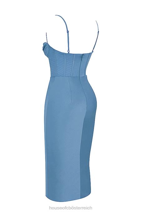 House of CB Kleidung Z26T558 Myrna Aegean blaues Korsett-Midikleid