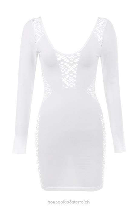 House of CB Kleidung Z26T574 Alana weißes Stretch-Strick-Minikleid