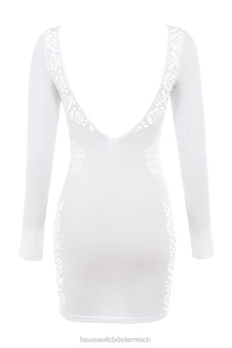 House of CB Kleidung Z26T574 Alana weißes Stretch-Strick-Minikleid