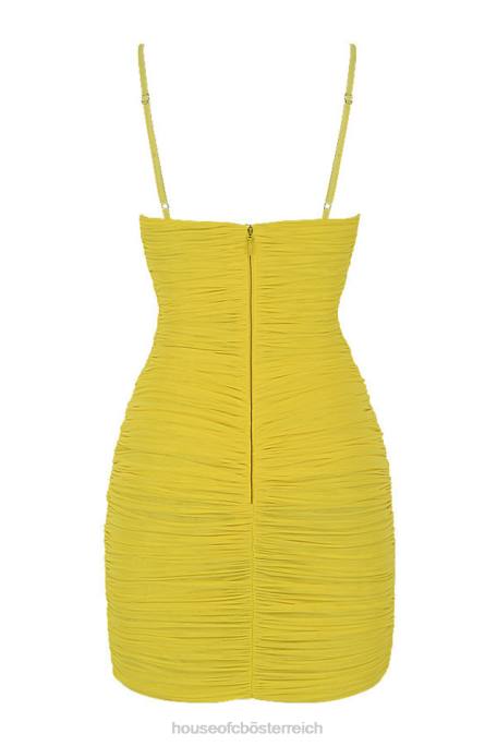 House of CB Kleidung Z26T578 Herrin rockt Spotlight-Lemon-Netzkleid mit tiefem Ausschnitt