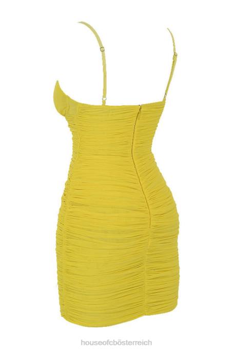 House of CB Kleidung Z26T578 Herrin rockt Spotlight-Lemon-Netzkleid mit tiefem Ausschnitt