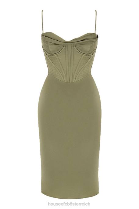 House of CB Kleidung Z26T580 Myrna Olive Korsett-Slip-Kleid