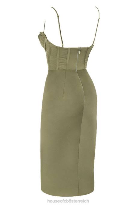 House of CB Kleidung Z26T580 Myrna Olive Korsett-Slip-Kleid