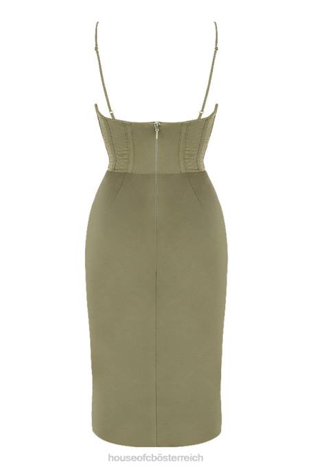 House of CB Kleidung Z26T580 Myrna Olive Korsett-Slip-Kleid