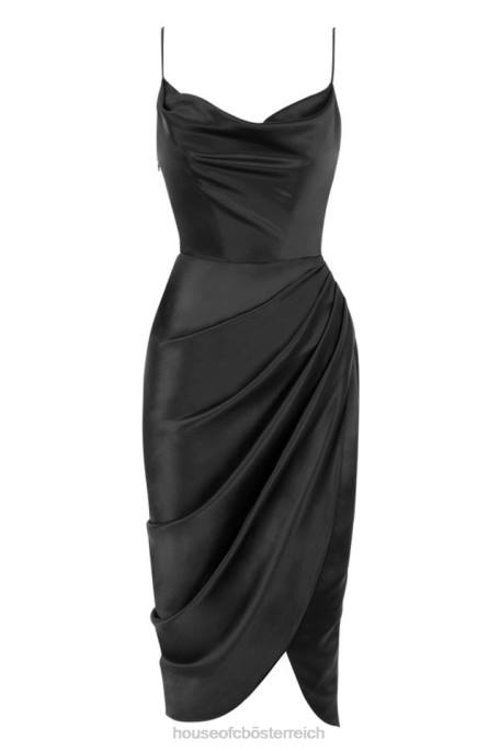 House of CB Kleidung Z26T601 Reva-Balkonkorsettkleid aus schwarzem Satin