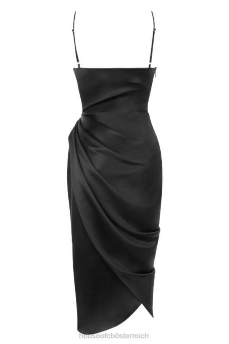 House of CB Kleidung Z26T601 Reva-Balkonkorsettkleid aus schwarzem Satin