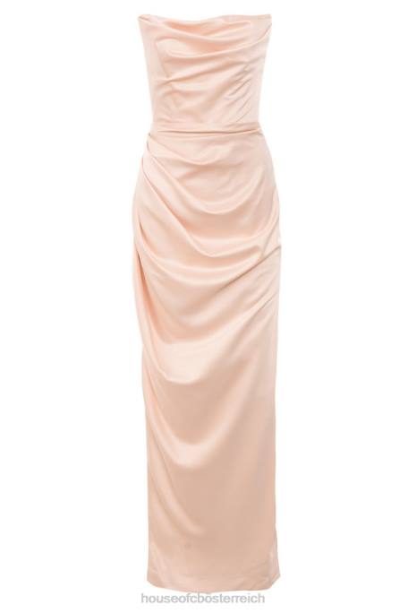 House of CB Kleidung Z26T622 Trägerloses Kleid aus Champagner von Adrienne aus Satin