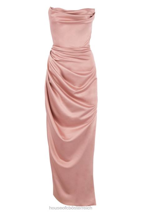 House of CB Kleidung Z26T629 Trägerloses Kleid aus Satin von Adrienne Blush