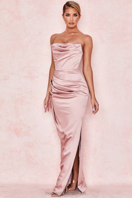 House of CB Kleidung Z26T629 Trägerloses Kleid aus Satin von Adrienne Blush