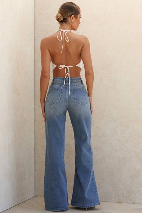 House of CB Kleidung Z26T645 Antonia-Jeans mit hoher Taille und weitem Bein