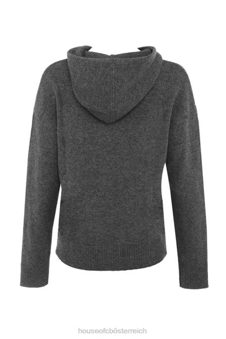 House of CB Kleidung Z26T650 Jionni Kapuzenpullover aus anthrazitfarbener Kaschmirmischung