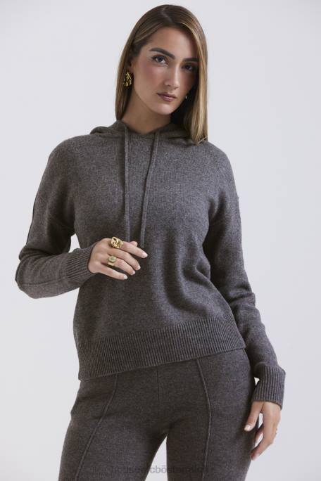 House of CB Kleidung Z26T650 Jionni Kapuzenpullover aus anthrazitfarbener Kaschmirmischung