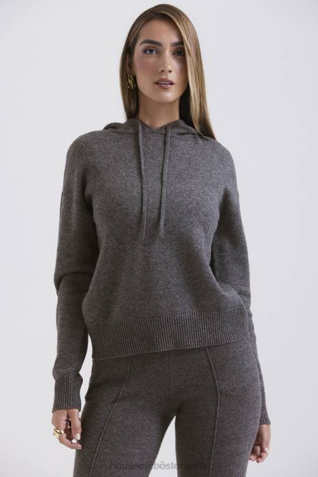 House of CB Kleidung Z26T650 Jionni Kapuzenpullover aus anthrazitfarbener Kaschmirmischung