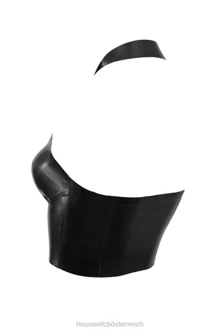 House of CB Kleidung Z26T662 Schwarzes Latex-Neckholder-Top von Ariadne