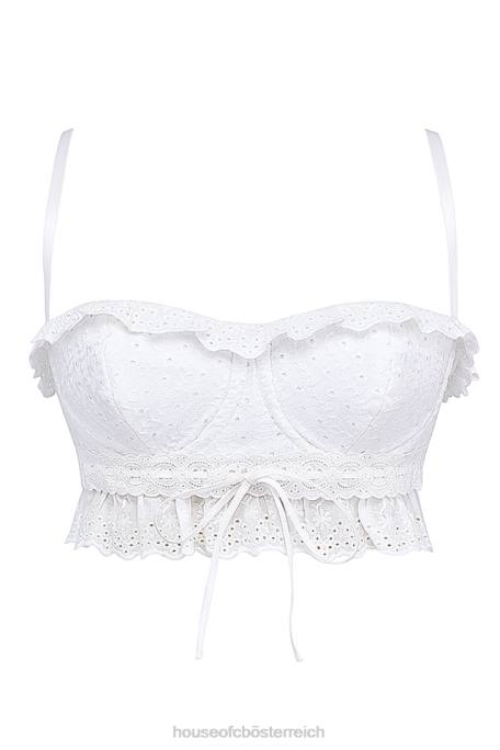 House of CB Kleidung Z26T674 Weißes Bralette-Oberteil „Federica“ mit Broderie Anglais