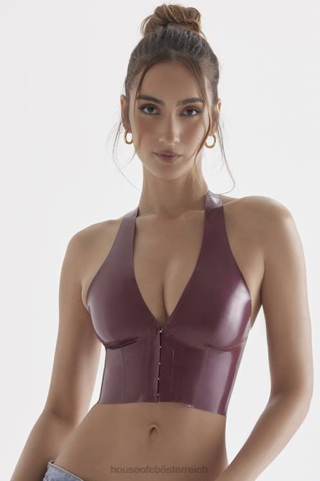 House of CB Kleidung Z26T681 Ariadne Merlot Latex-Neckholder-Top